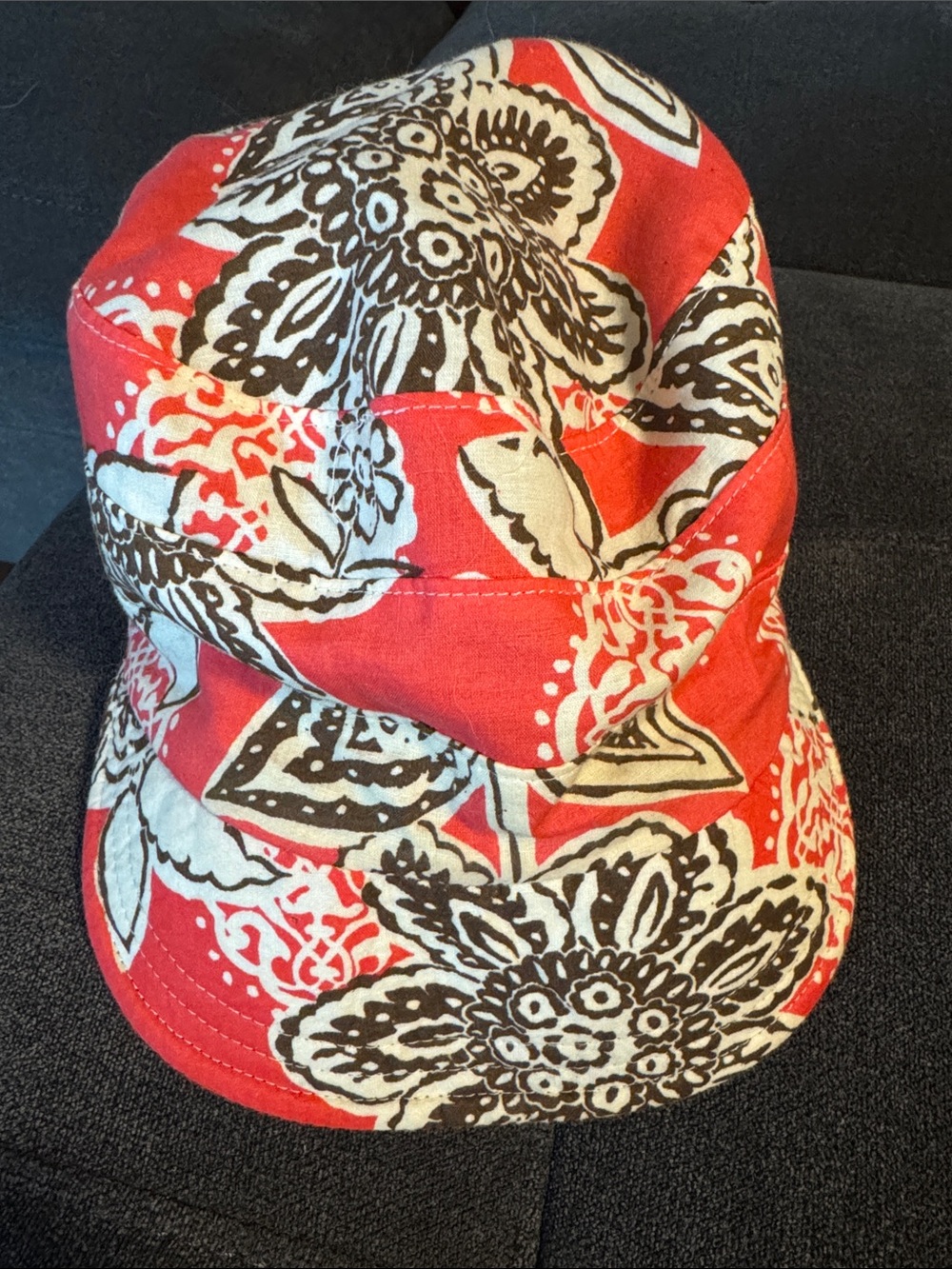 San Diego Hat Company Red and Cream Floral Cadet Cap